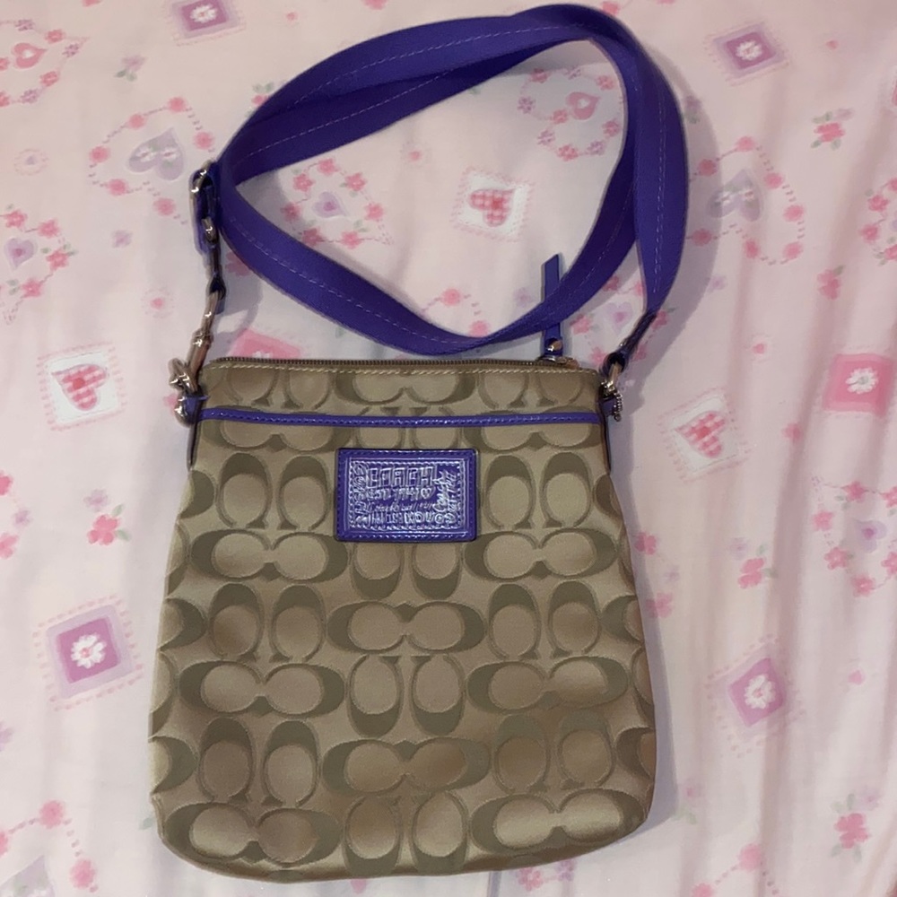 Coach/ Authentic Cross body bag with purple straps